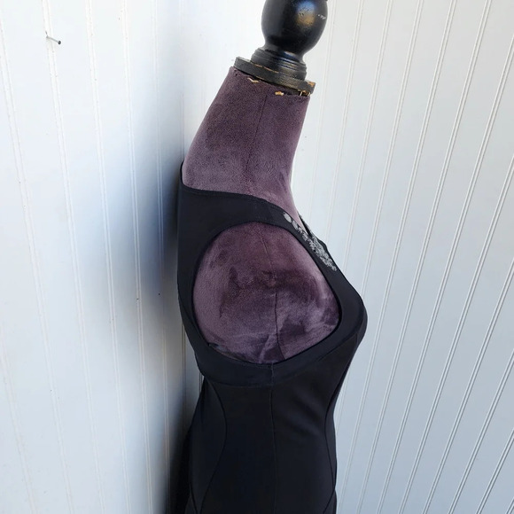 Express Stretch Dress Black Mesh Top Jewels Sleveless Women's Rayon Sz 4 - Picture 7 of 16